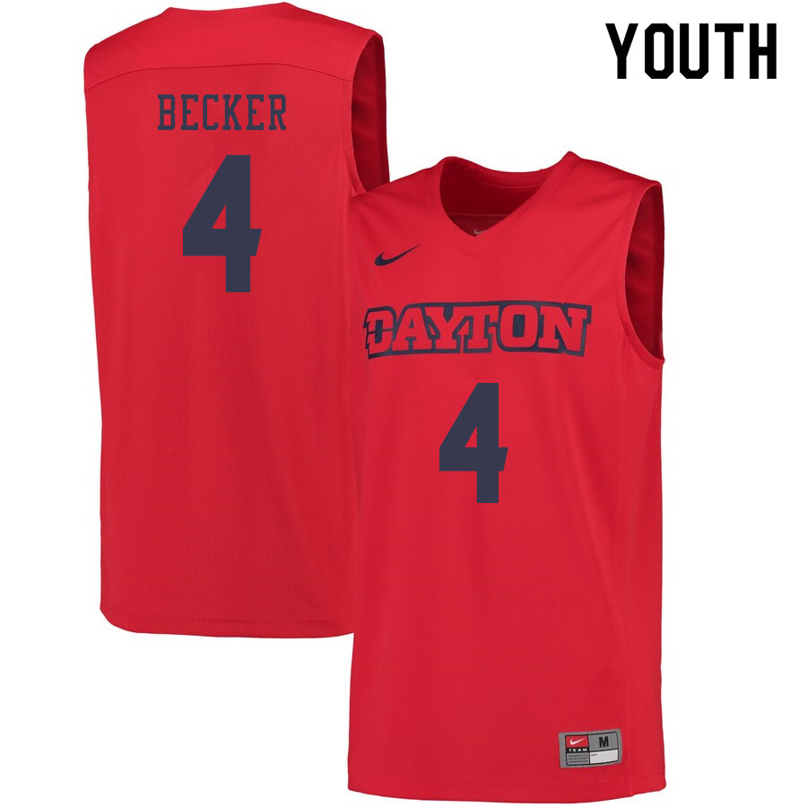 Youth #4 Jared Becker Dayton Flyers College Basketball Jerseys Sale-Red